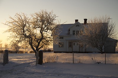 Vinterbild av vårt hus!
